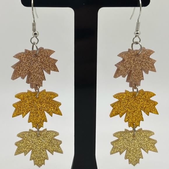 Jewelry - Gold and Brown Leaf Earrings